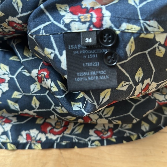 Isabel Marant Womens Silk Floral Print Button Down Blouse Blue Size EUR 34 - Picture 5 of 5